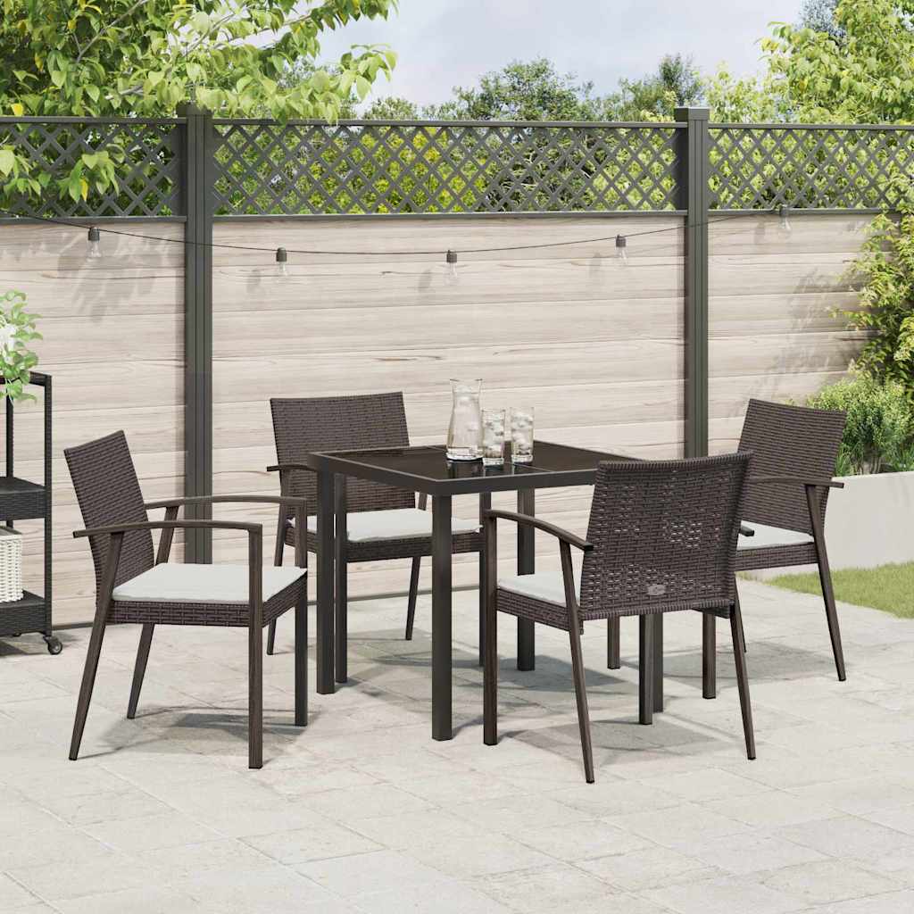 Garden Dining Set 5 pcs Brown and Black PE Rattan