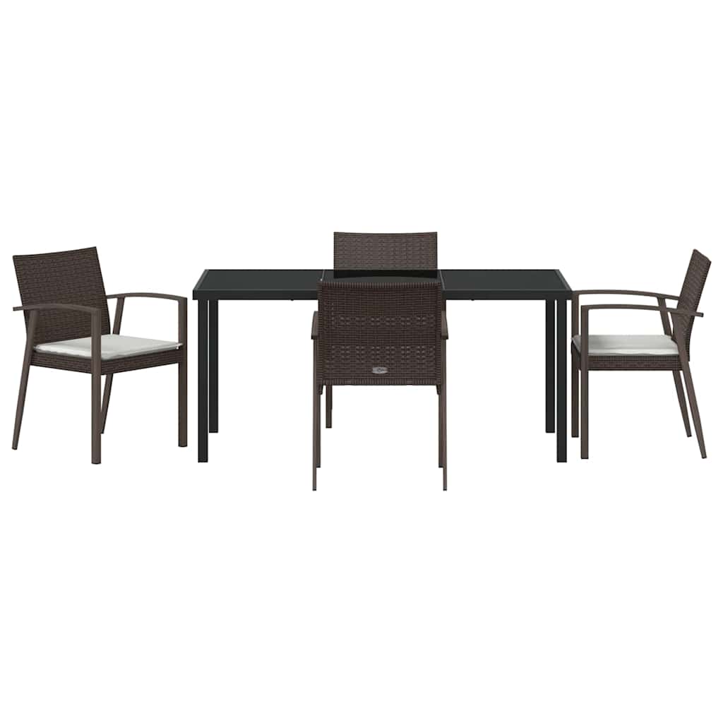 Garden Dining Set 5 pcs Brown and Black PE Rattan