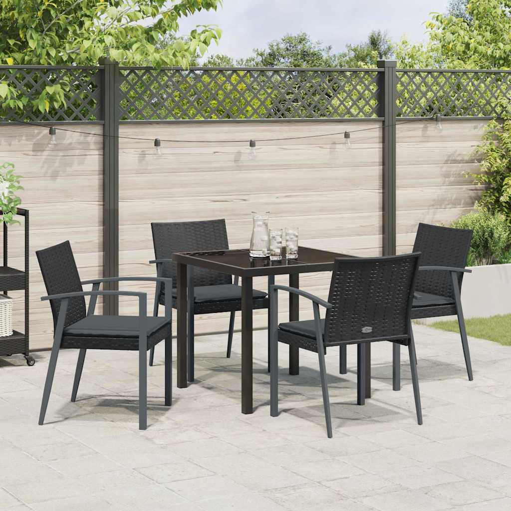Garden Dining Set 5 pcs Black and Grey PE Rattan