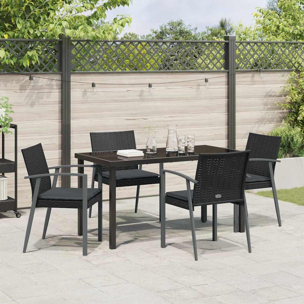 Garden Dining Set 5 pcs Black and Grey PE Rattan