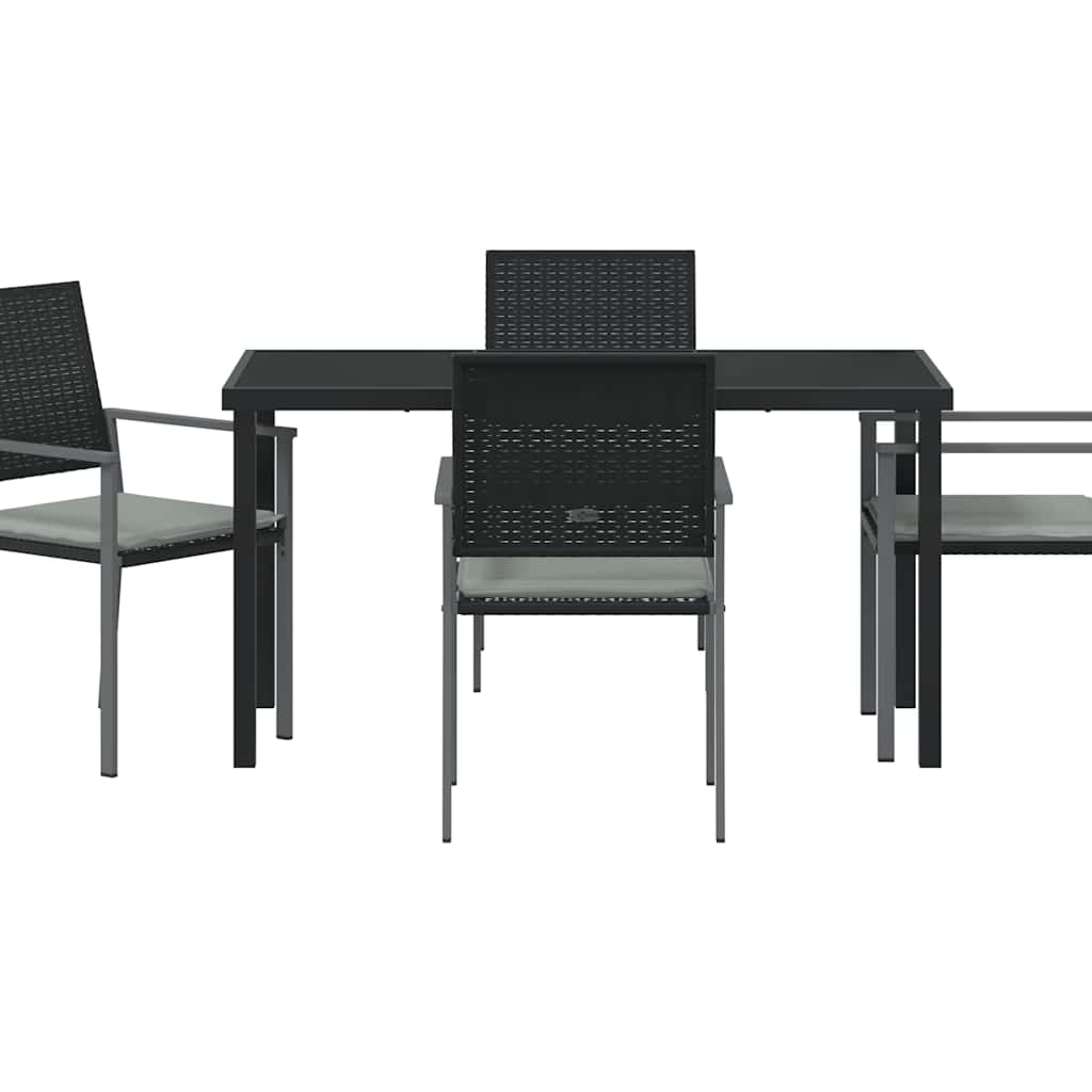 Garden Dining Set 5 pcs Black and Light Grey PE Rattan