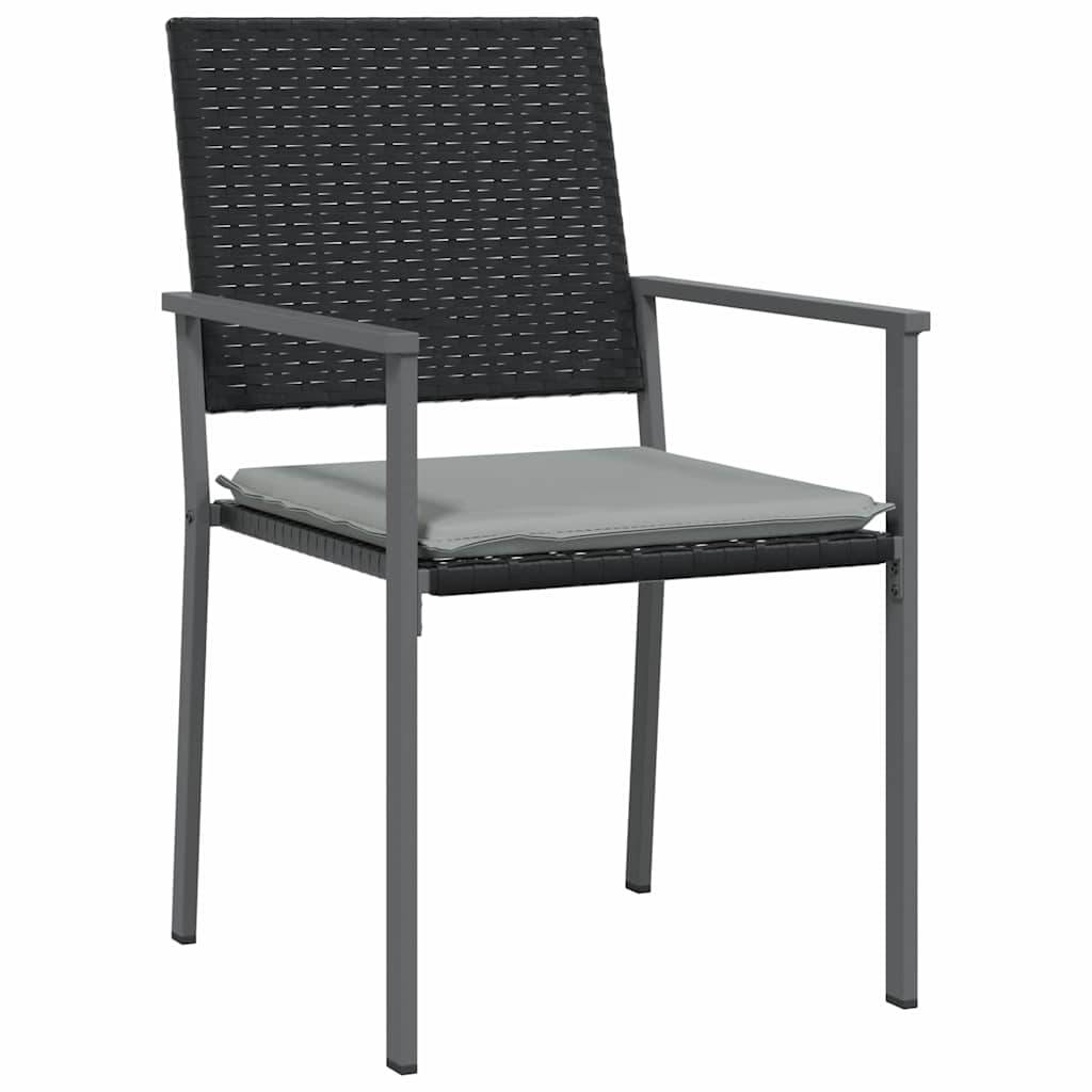 Garden Dining Set 7 pcs Black and Light Grey PE Rattan