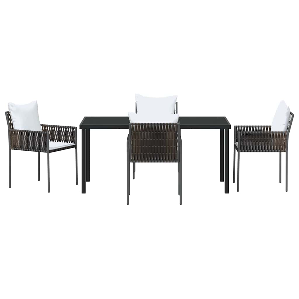 Garden Dining Set 5 pcs Brown and Black PE Rattan