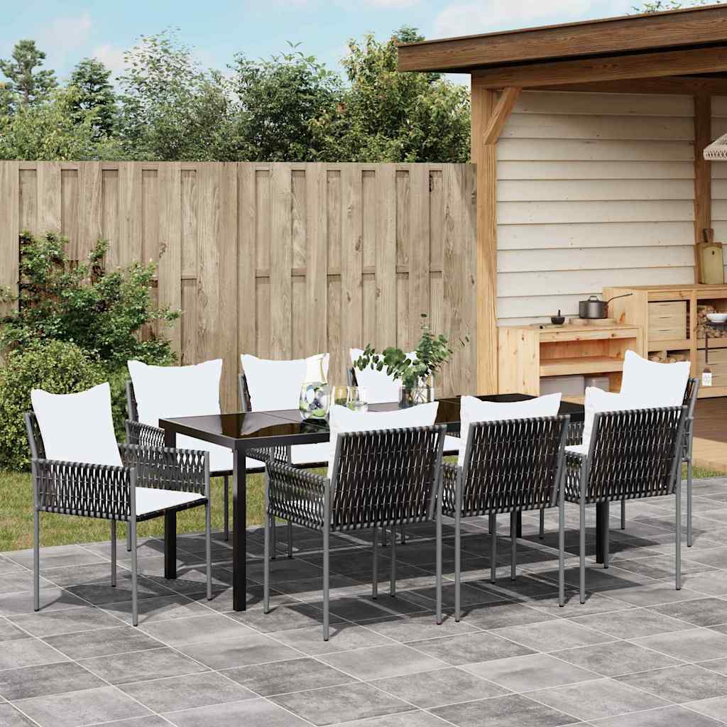 Garden Dining Set 9 pcs Brown and Black PE Rattan
