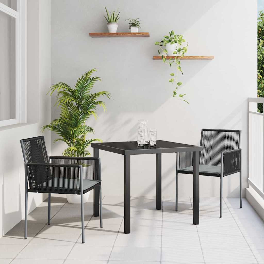 Garden Dining Set 3 pcs Black PE Rattan