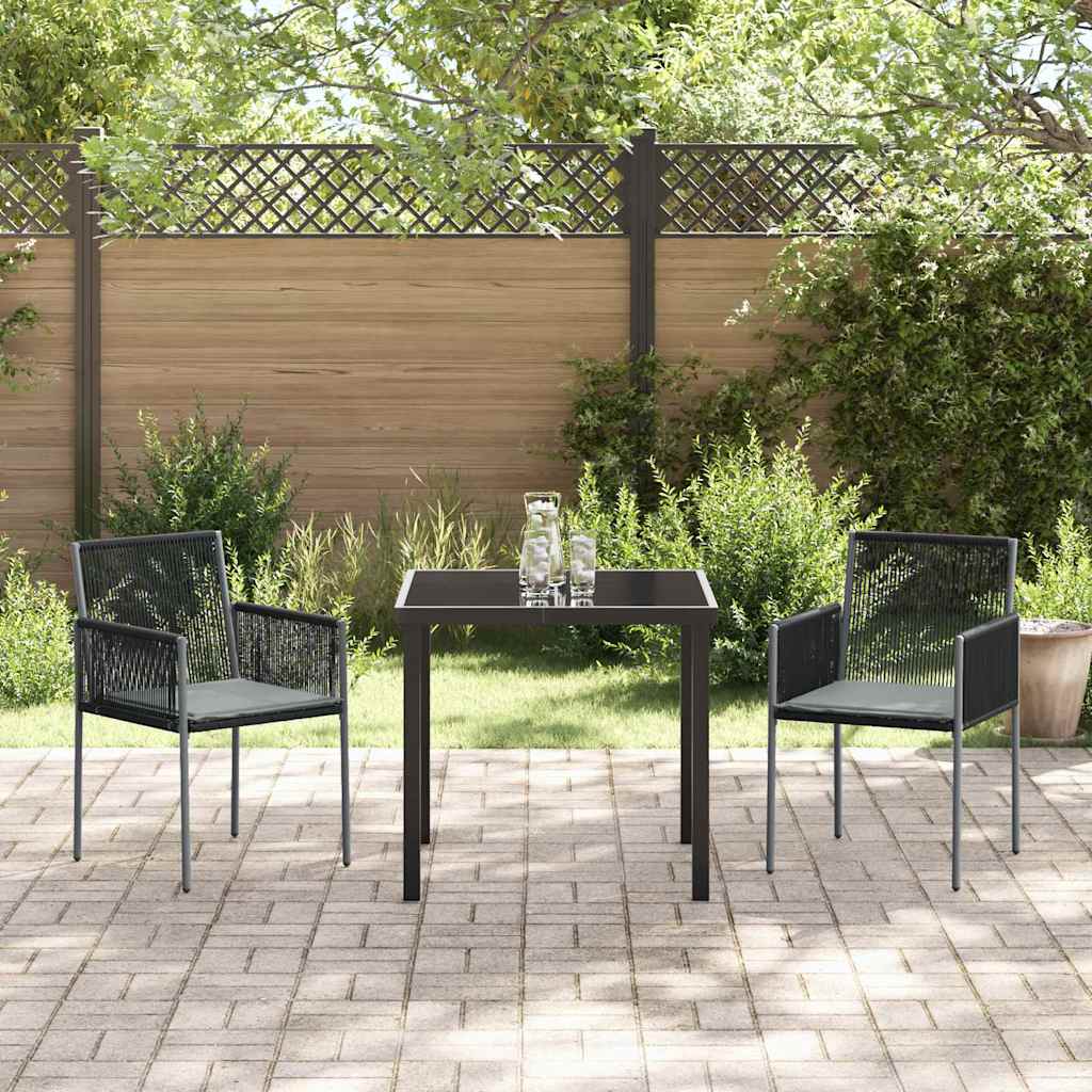 Garden Dining Set 3 pcs Black PE Rattan