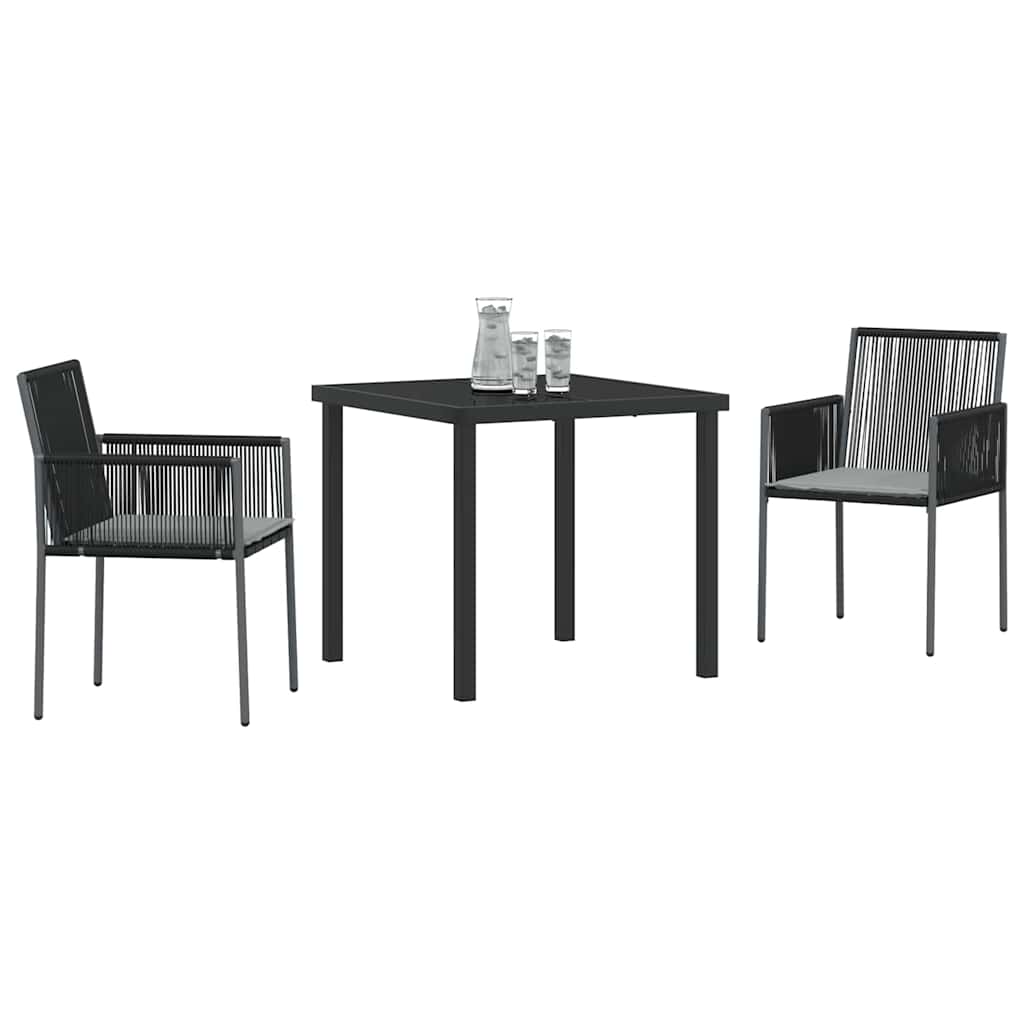 Garden Dining Set 3 pcs Black PE Rattan