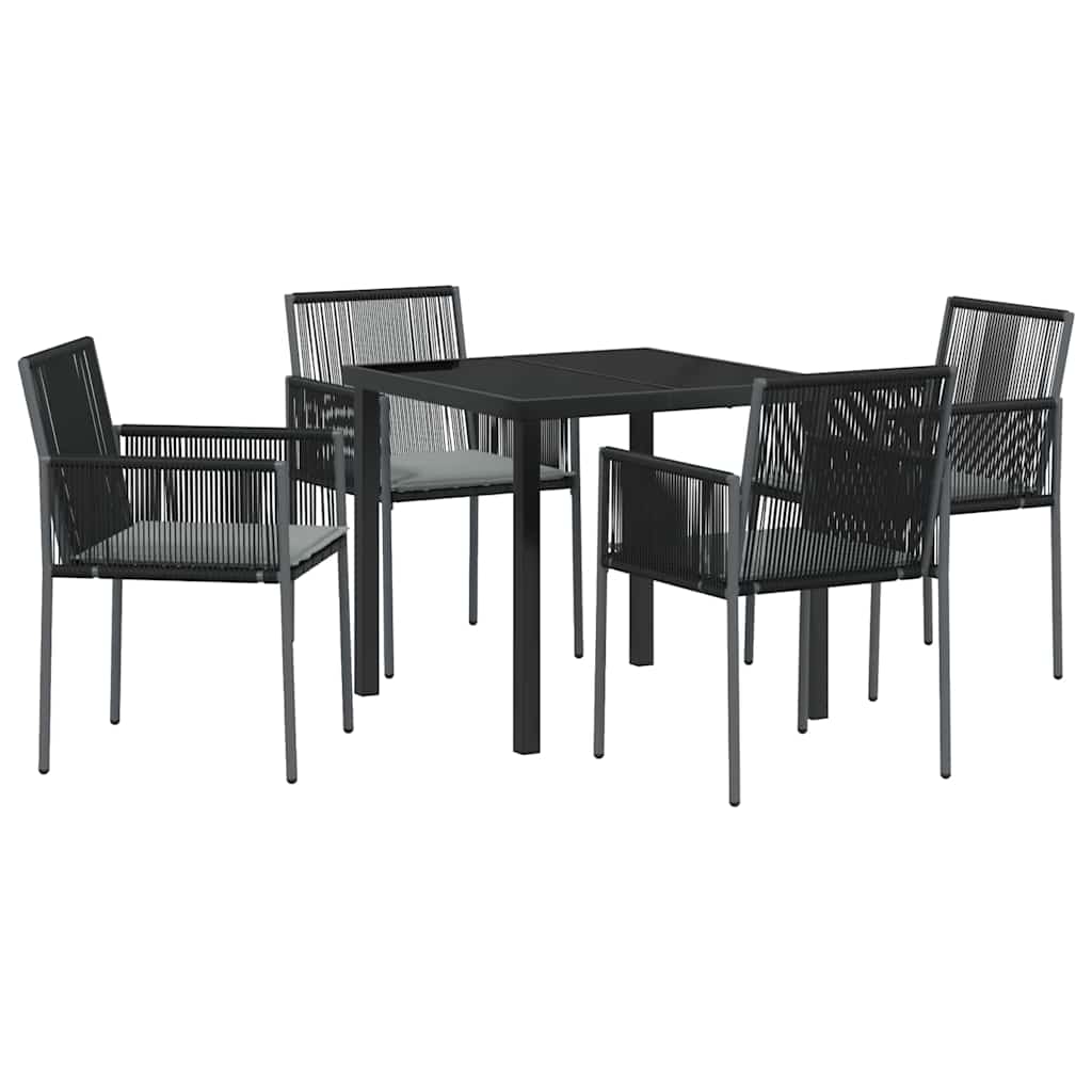 Garden Dining Set 5 pcs Black PE Rattan