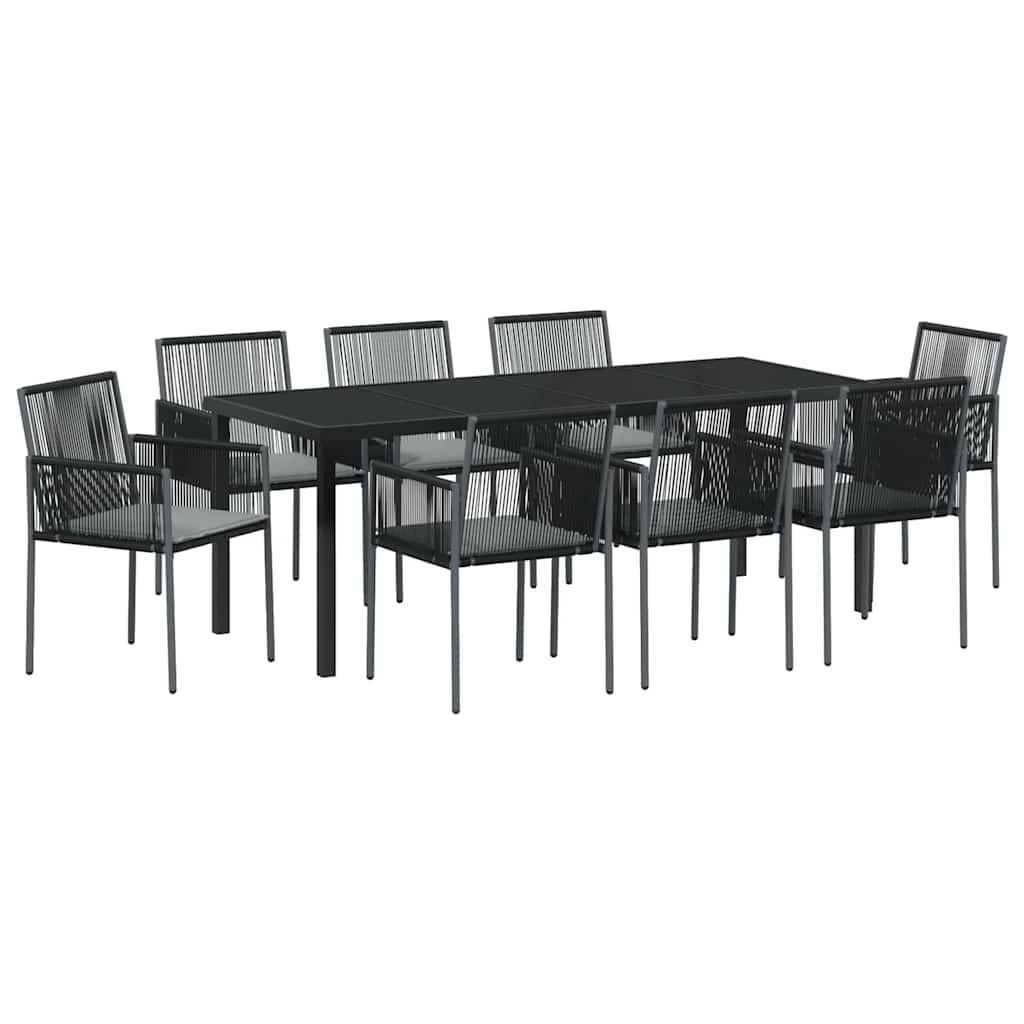 Garden Dining Set 9 pcs Black PE Rattan