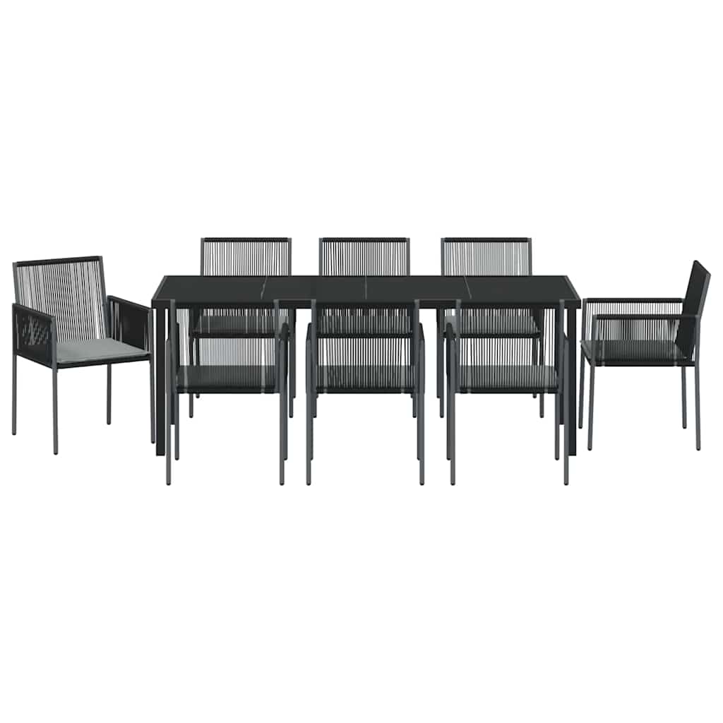Garden Dining Set 9 pcs Black PE Rattan