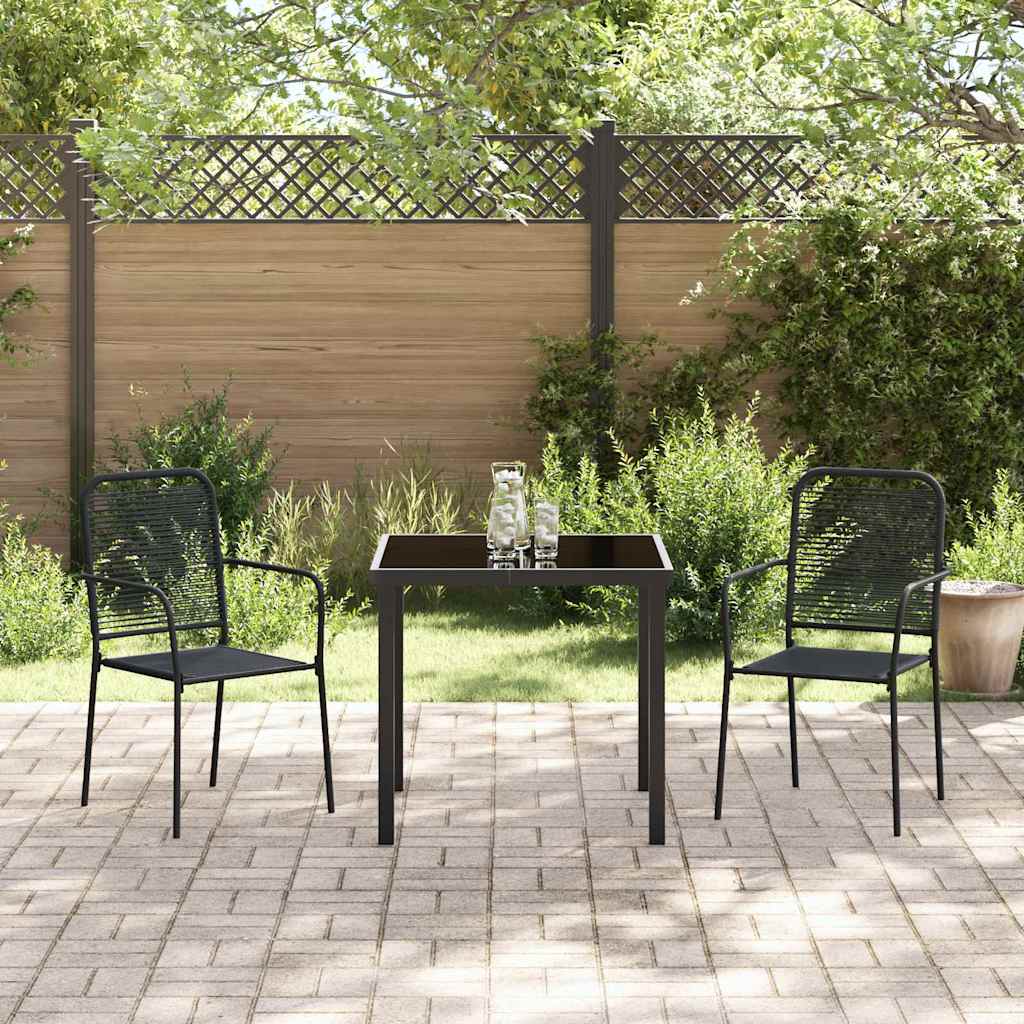 Garden Dining Set 3 pcs Black Powder-Coated Steel