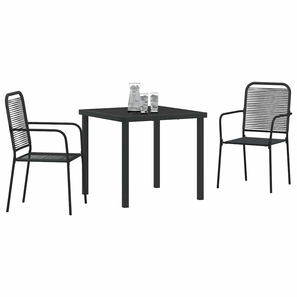 Garden Dining Set 3 pcs Black Powder-Coated Steel