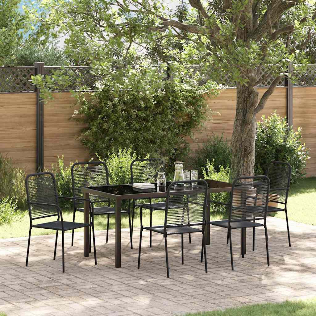 Garden Dining Set 7 pcs Black Powder-Coated Steel