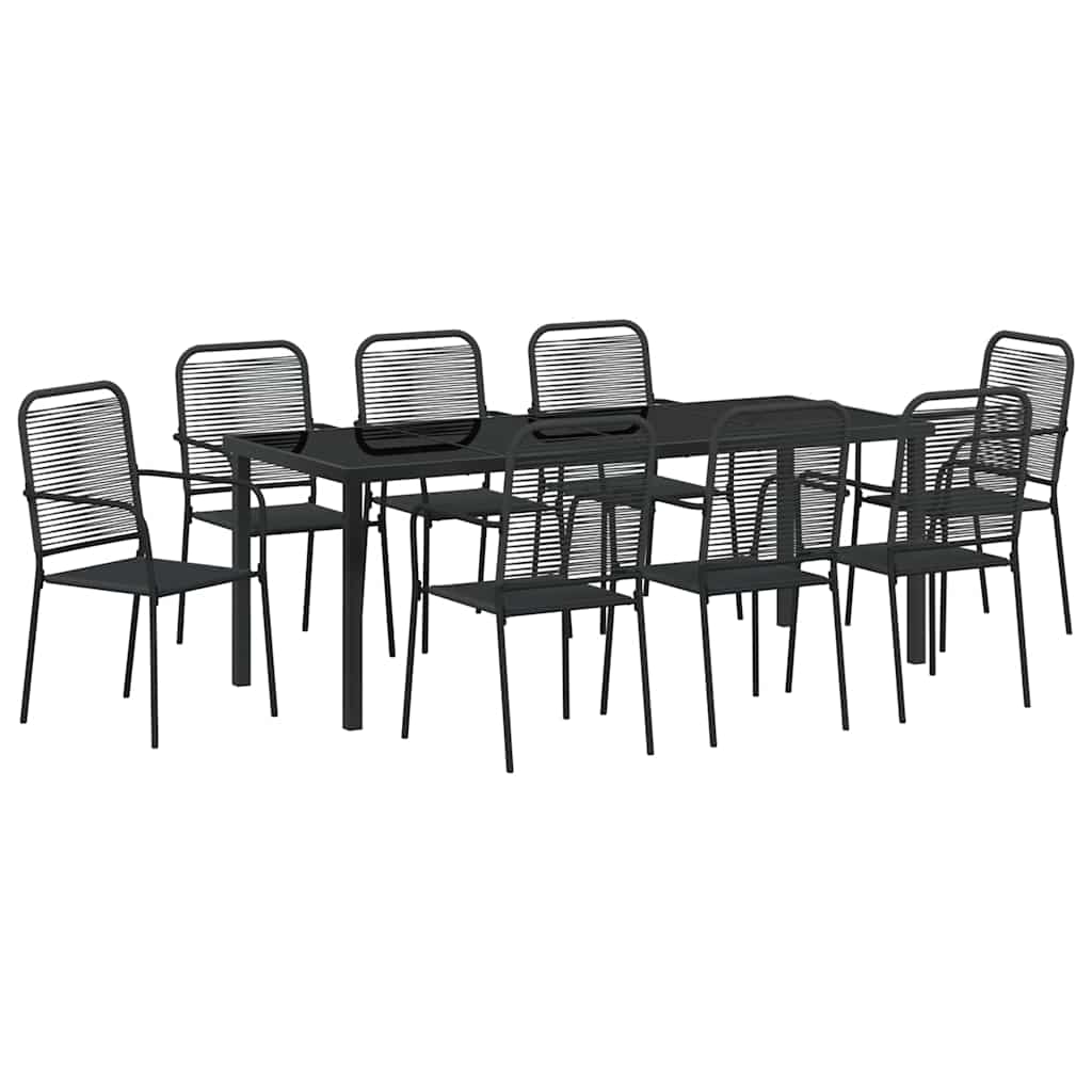 Garden Dining Set 9 pcs Black Powder-Coated Steel