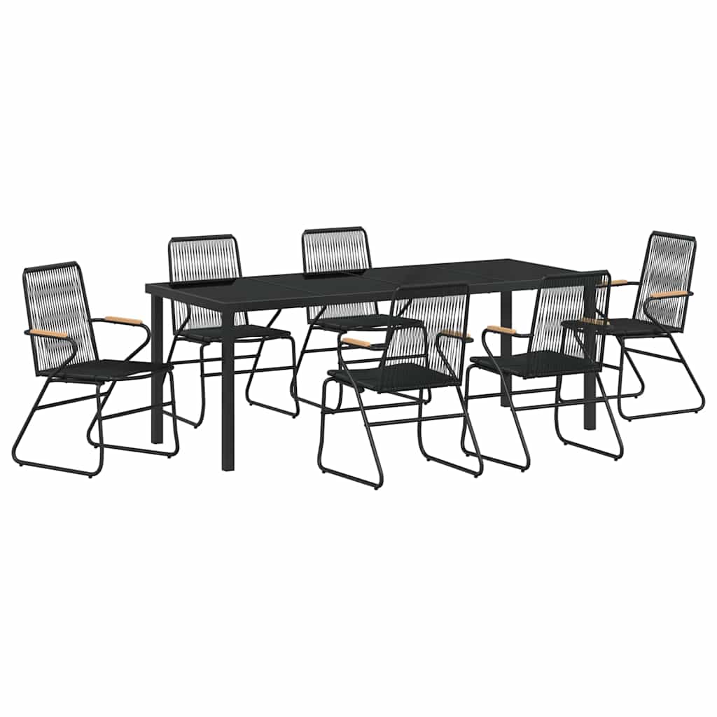 Garden Dining Set 7 pcs Black Powder-Coated Steel