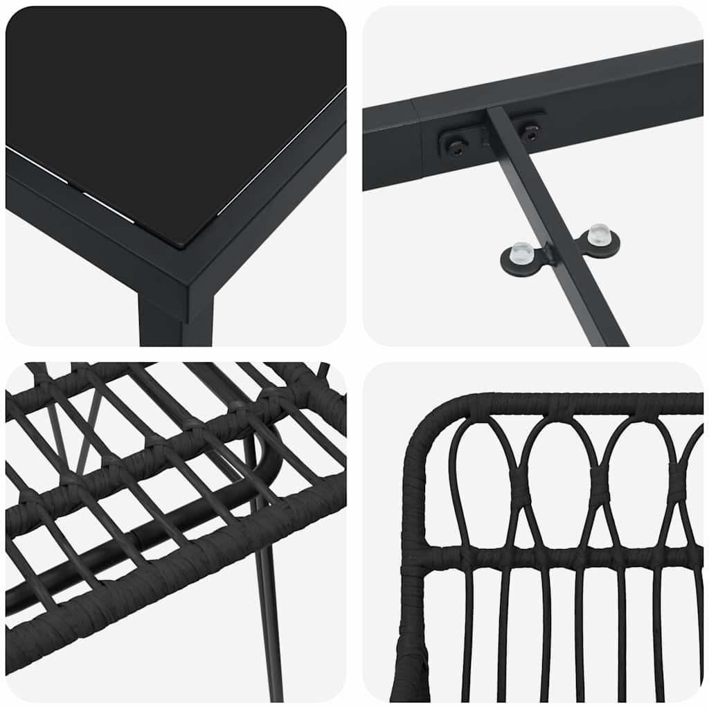 Garden Dining Set 7 pcs Black Powder-Coated Steel
