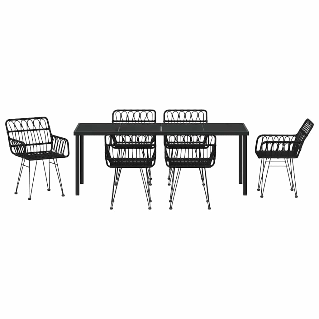 Garden Dining Set 7 pcs Black Powder-Coated Steel