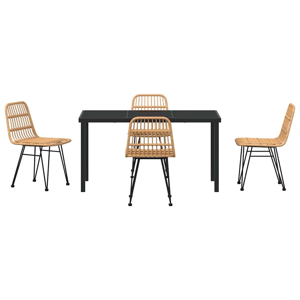 Garden Dining Set 5 pcs Brown Powder-Coated Steel