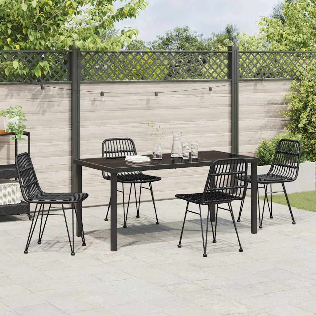 Garden Dining Set 5 pcs Black Powder-Coated Steel