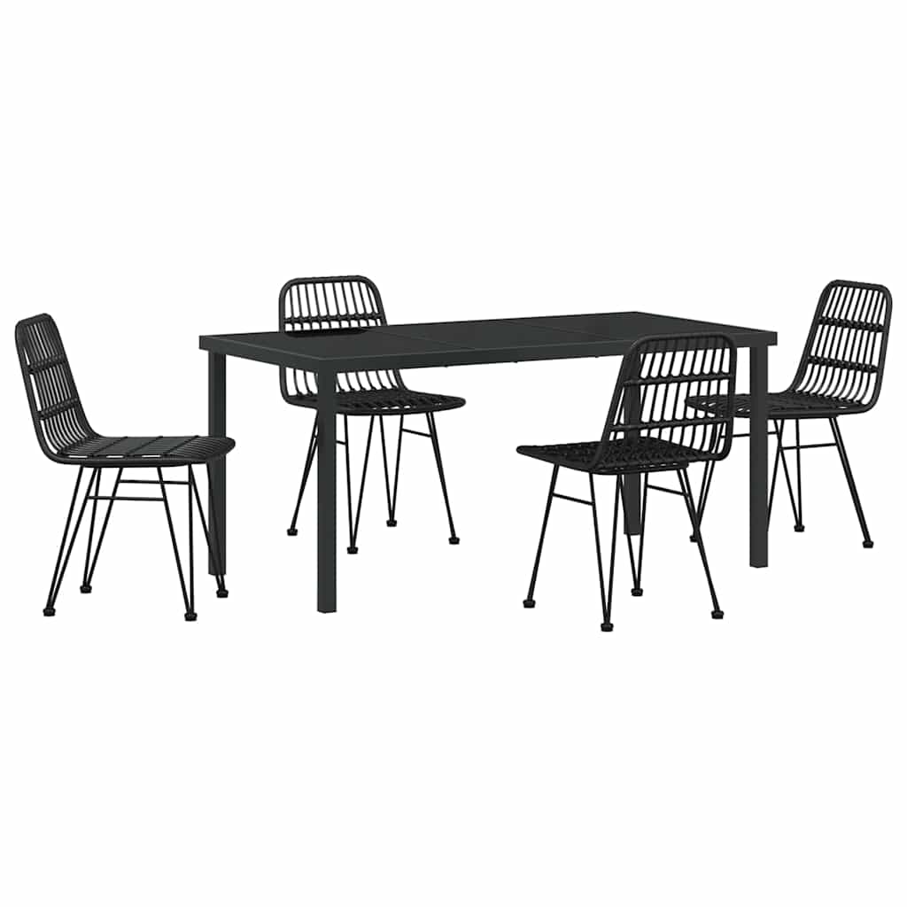 Garden Dining Set 5 pcs Black Powder-Coated Steel