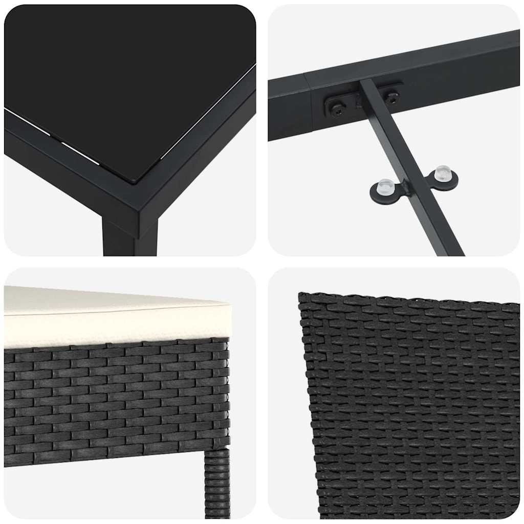 Garden Dining Set 3 pcs Black Powder-Coated Steel