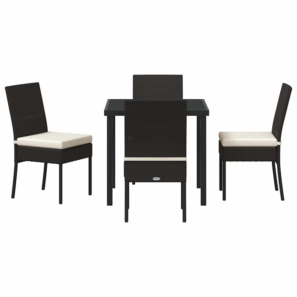 Garden Dining Set 5 pcs Black Powder-Coated Steel