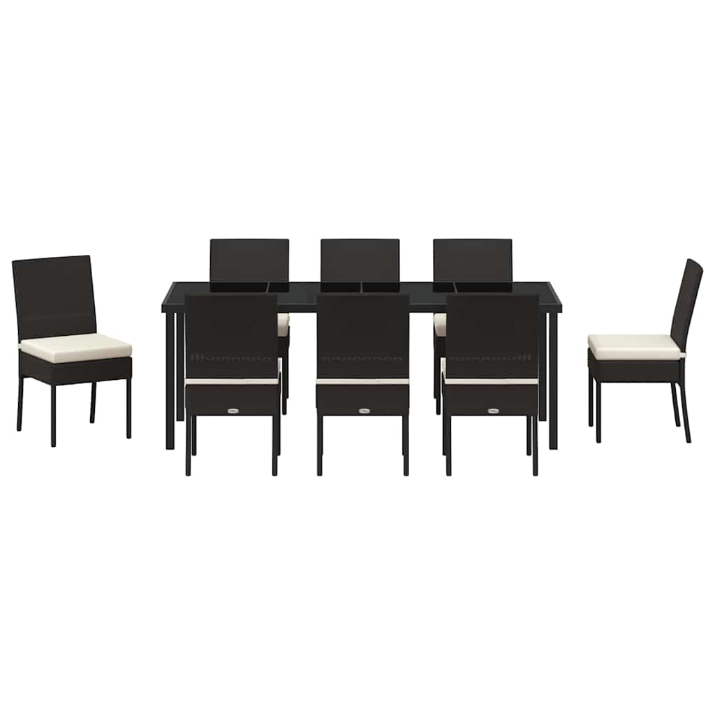 Garden Dining Set 9 pcs Black Powder-Coated Steel