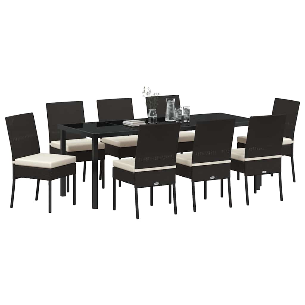 Garden Dining Set 9 pcs Black Powder-Coated Steel