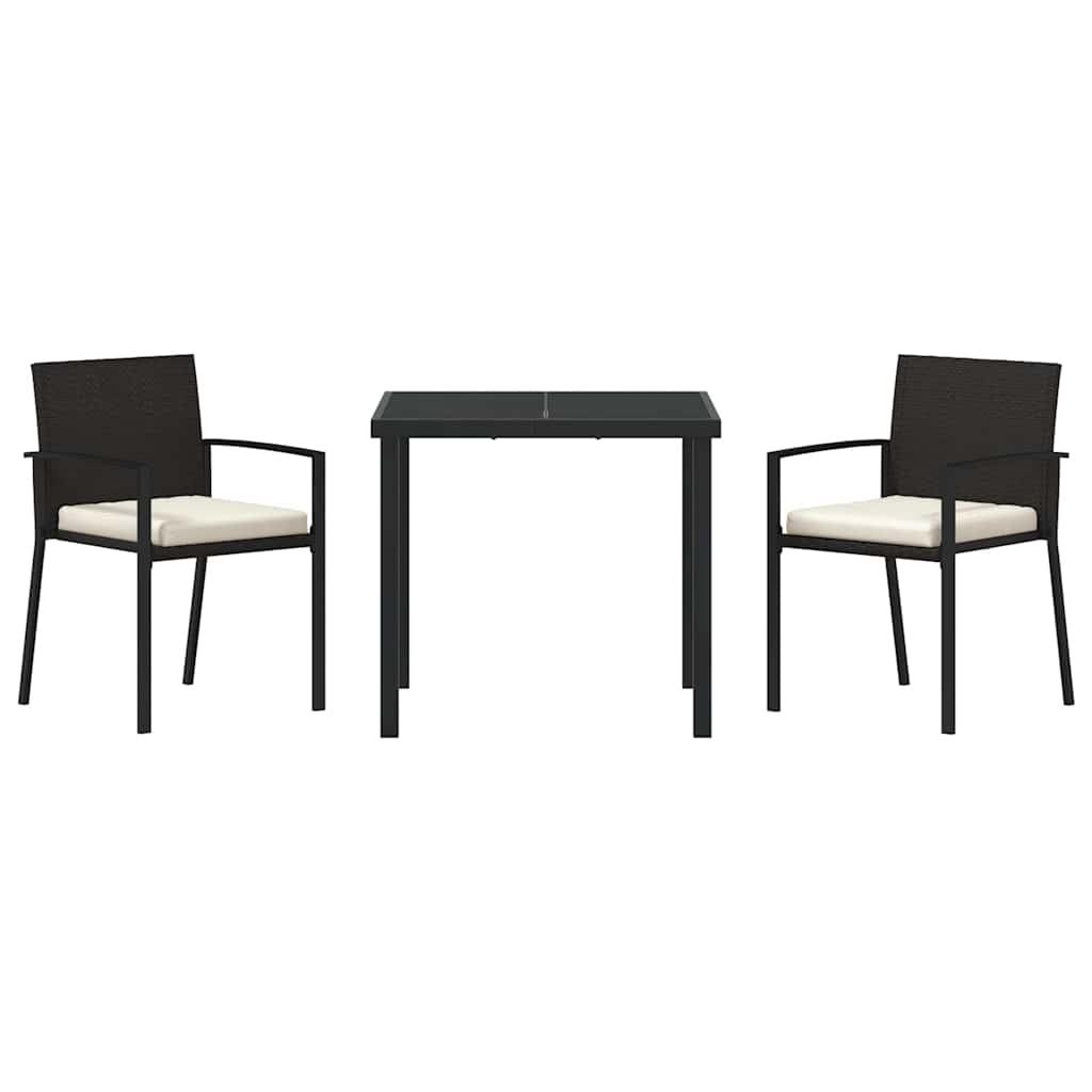 Garden Dining Set 3 pcs Black Powder-Coated Steel