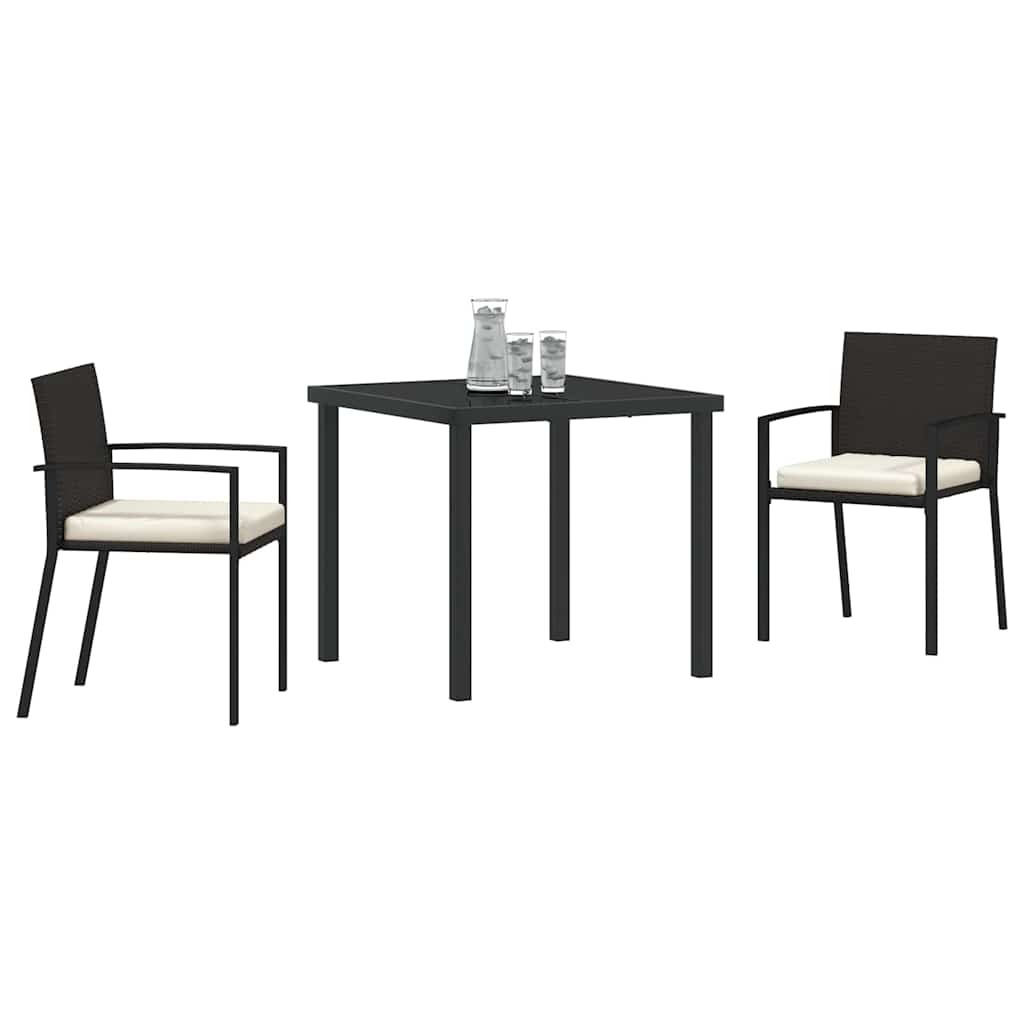 Garden Dining Set 3 pcs Black Powder-Coated Steel