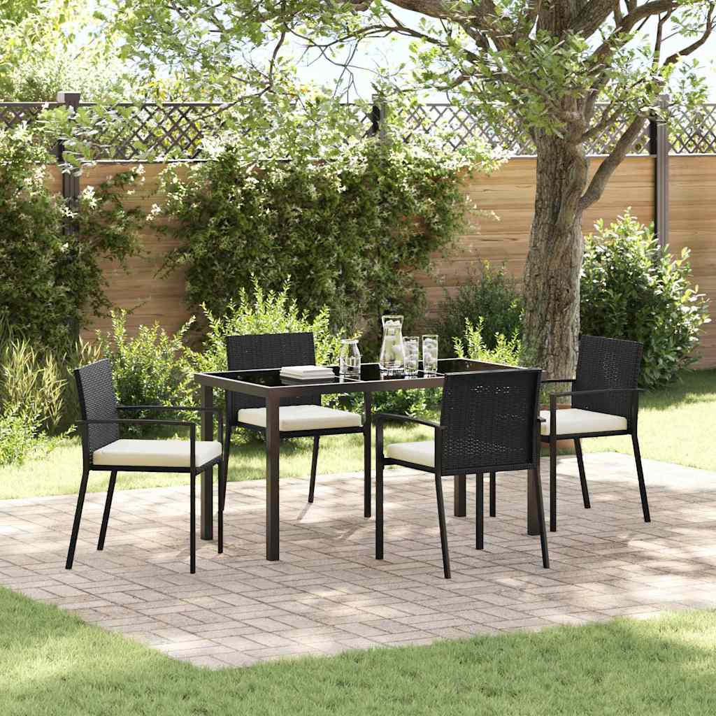 Garden Dining Set 5 pcs Black Powder-Coated Steel