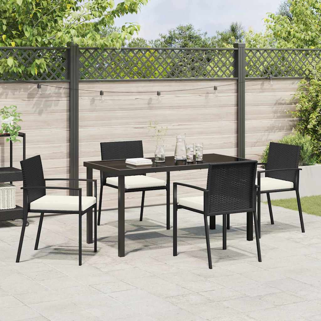 Garden Dining Set 5 pcs Black Powder-Coated Steel