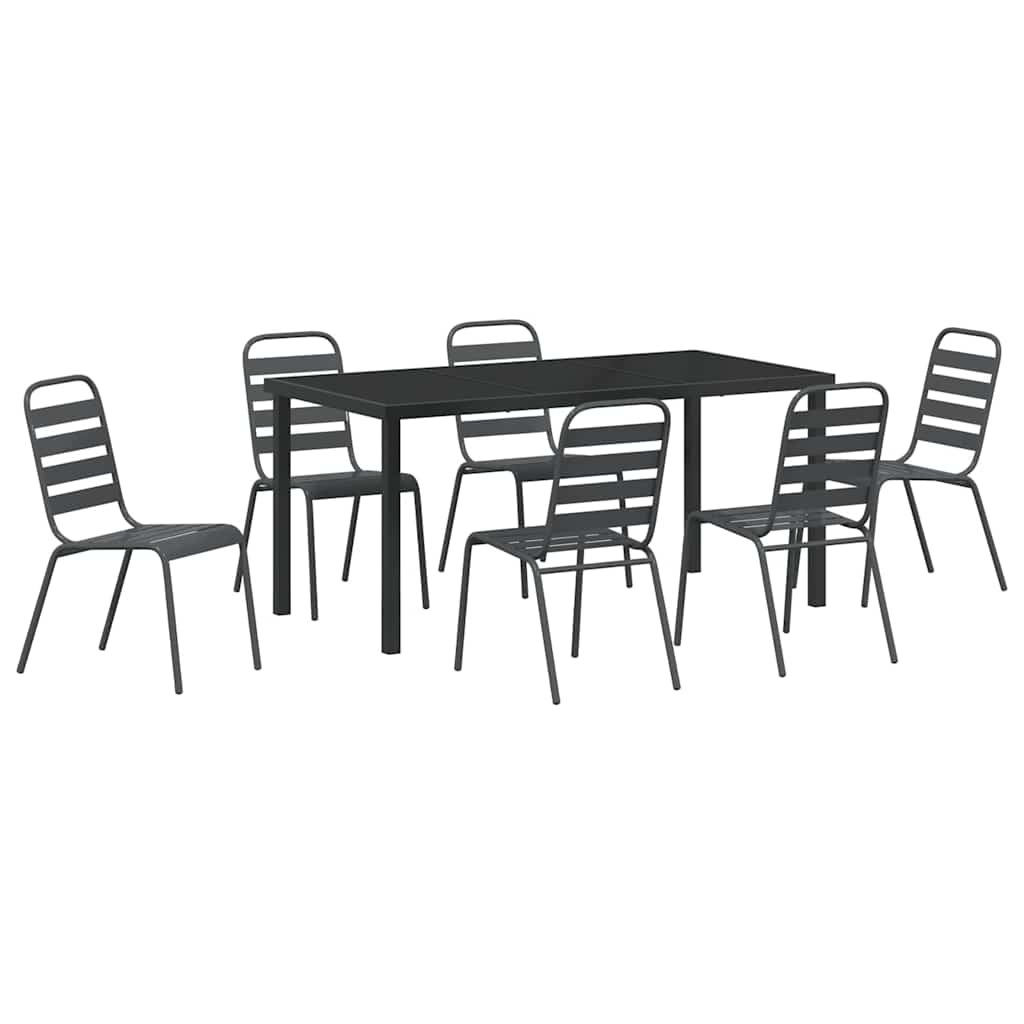 Garden Dining Set 7 pcs Anthracite Powder-Coated Steel