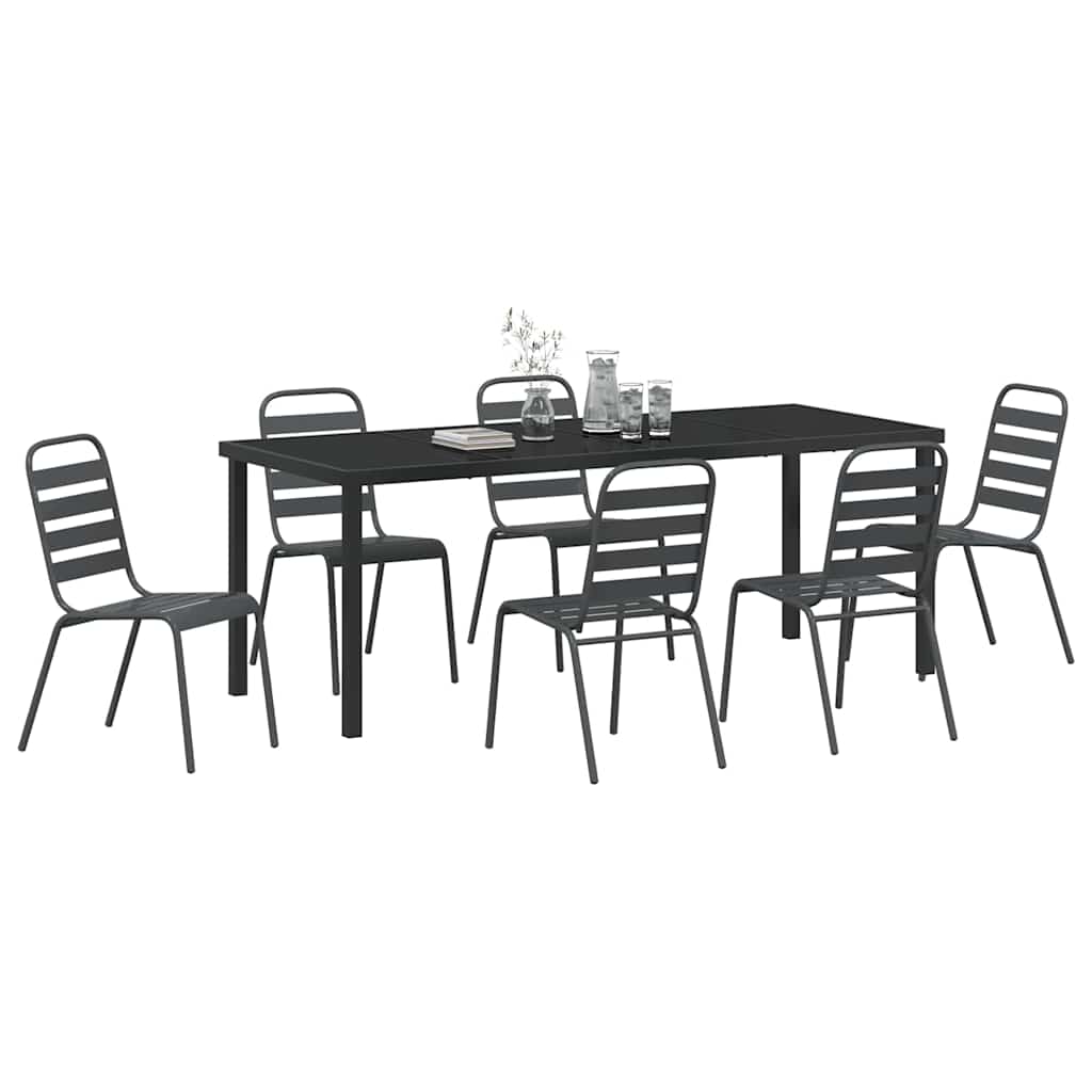 Garden Dining Set 7 pcs Anthracite Powder-Coated Steel