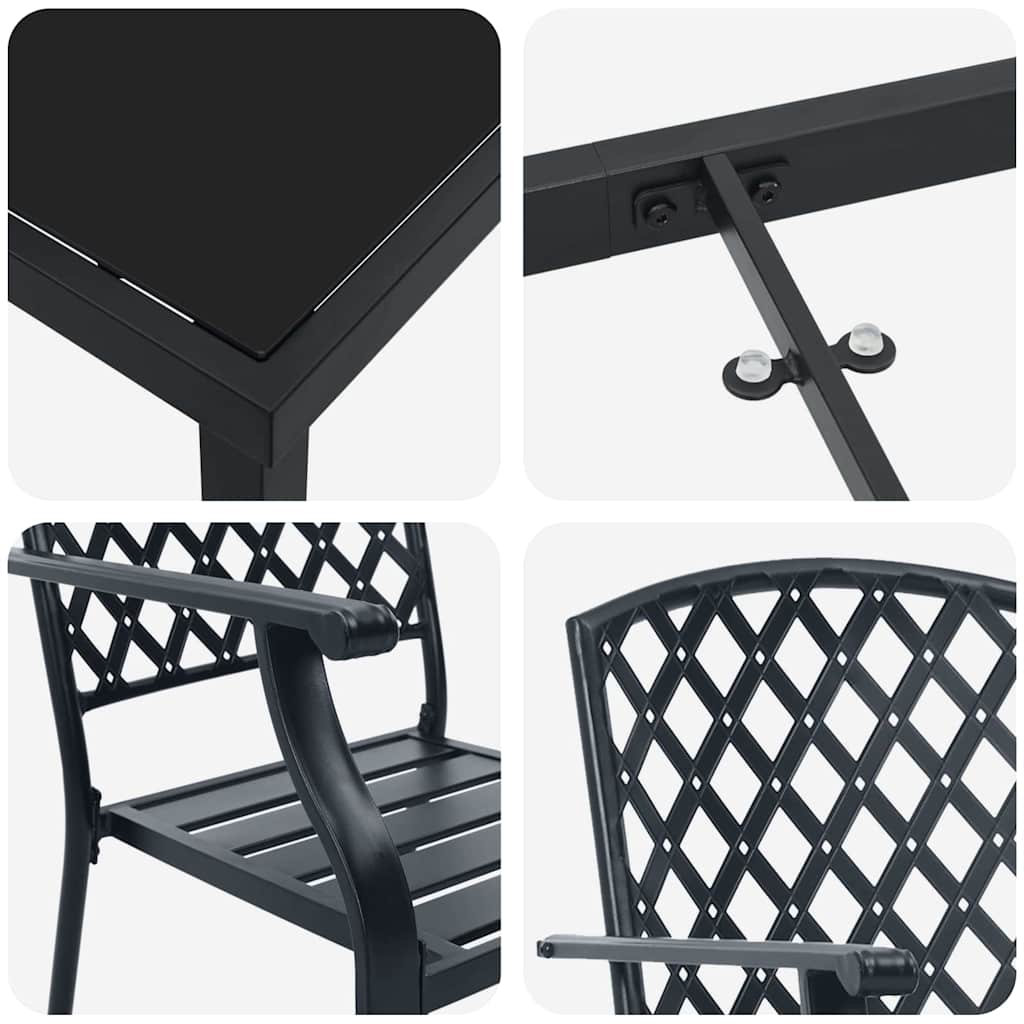 Garden Dining Set 9 pcs Anthracite Powder-Coated Steel