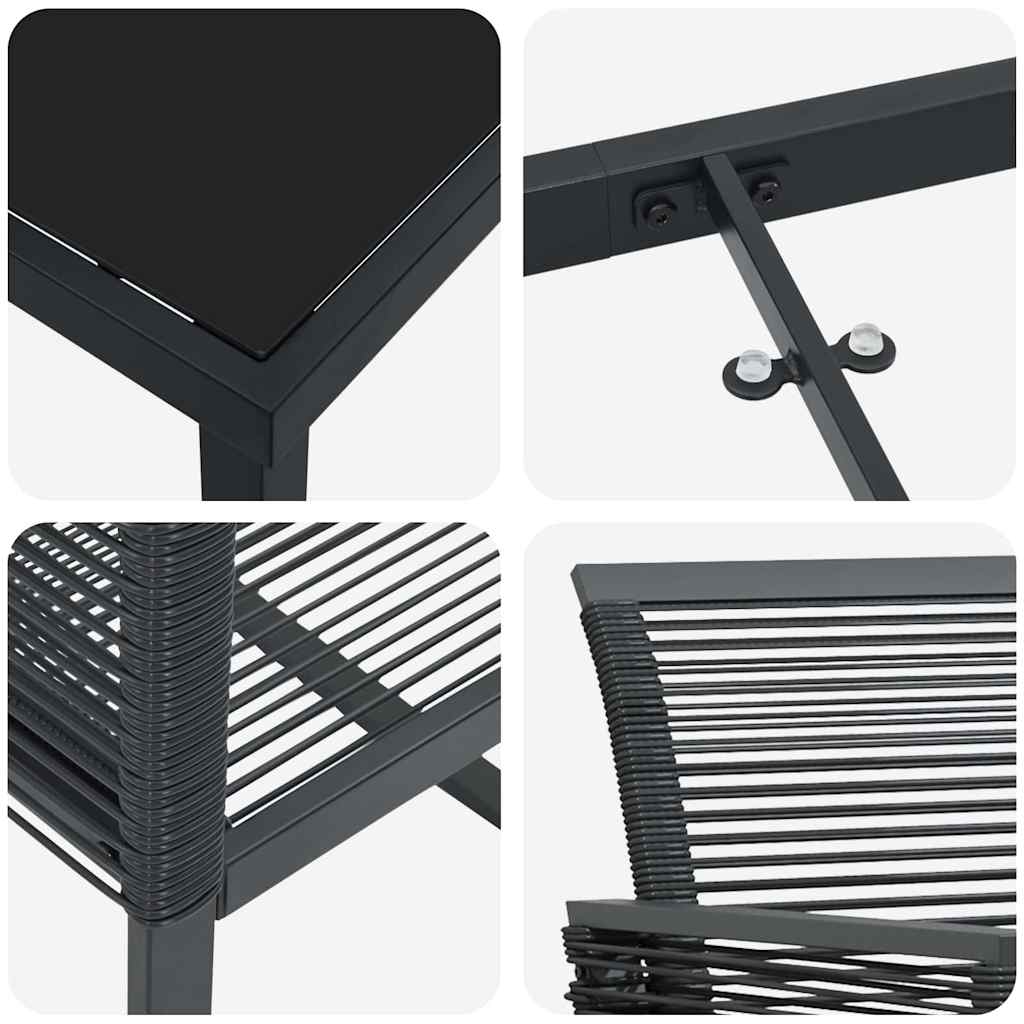 Garden Dining Set 7 pcs Black Powder-Coated Steel