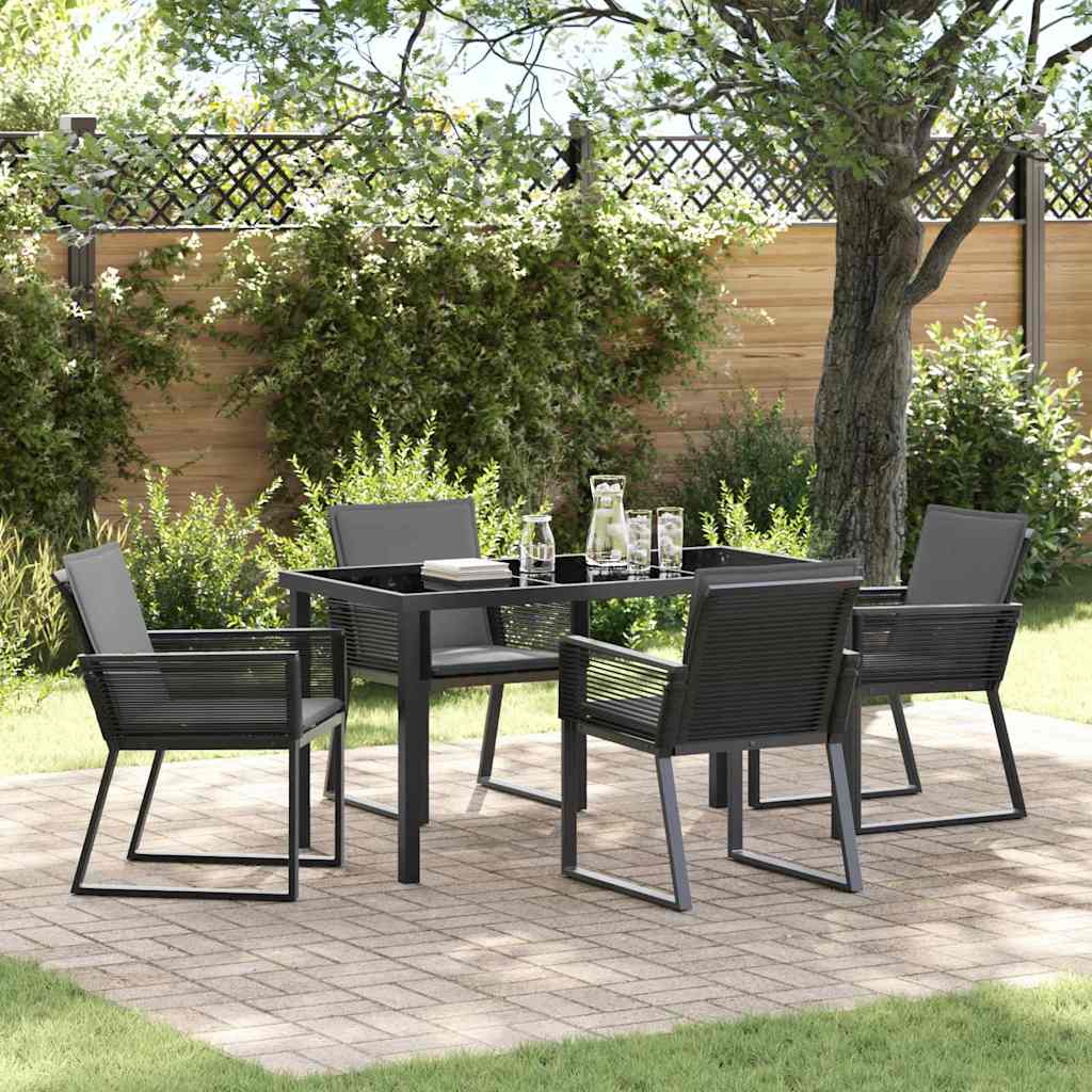 Garden Dining Set 5 pcs Black Powder-Coated Steel
