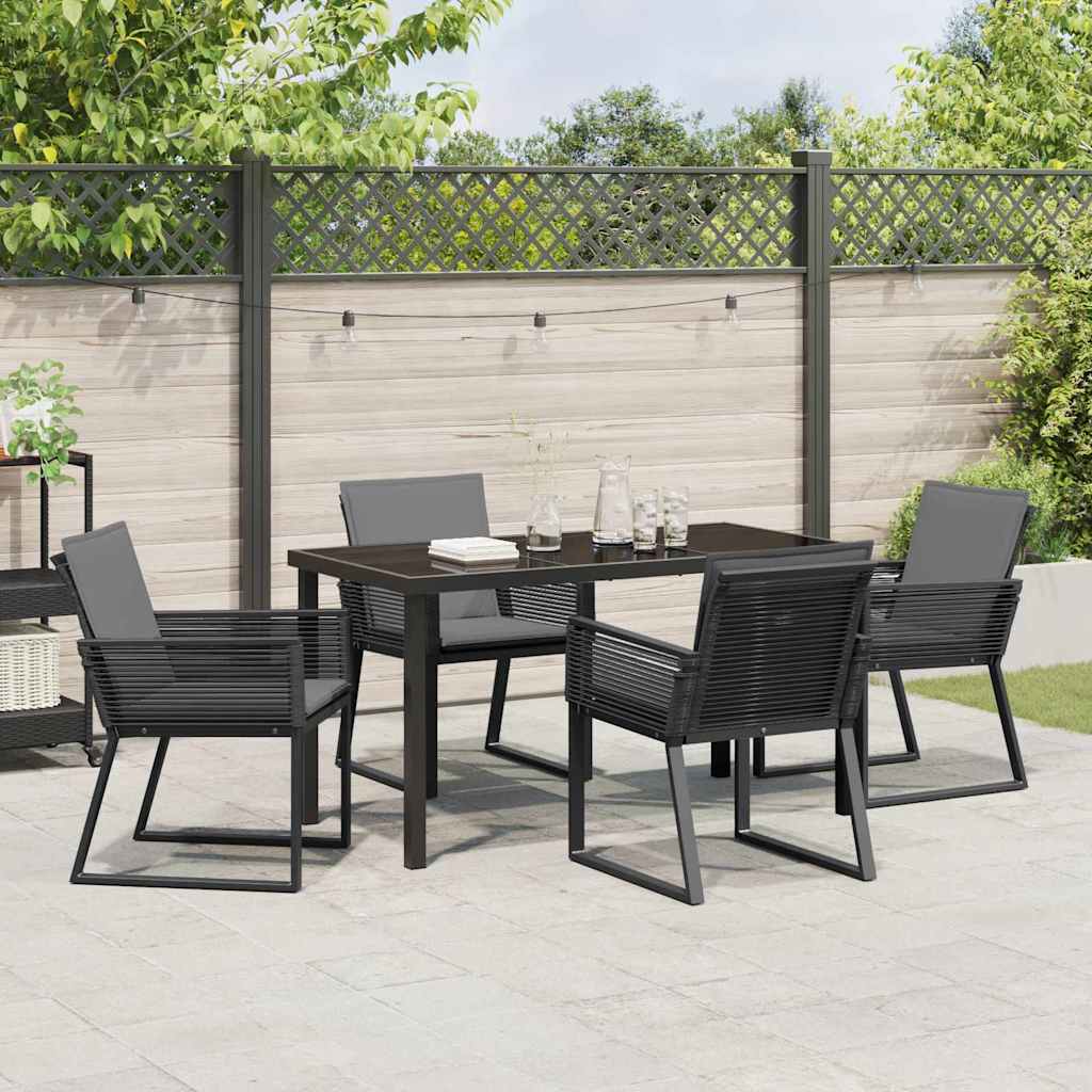 Garden Dining Set 5 pcs Black Powder-Coated Steel