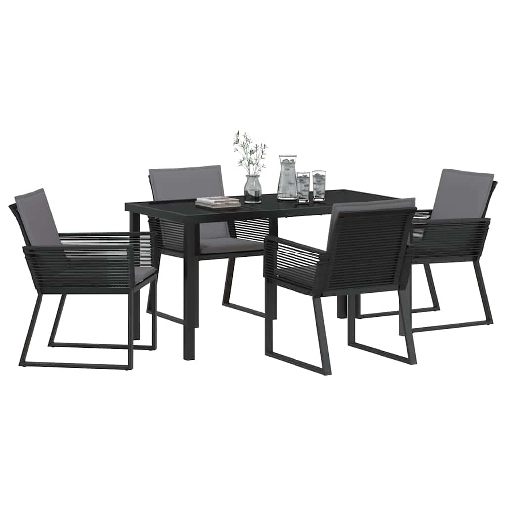 Garden Dining Set 5 pcs Black Powder-Coated Steel