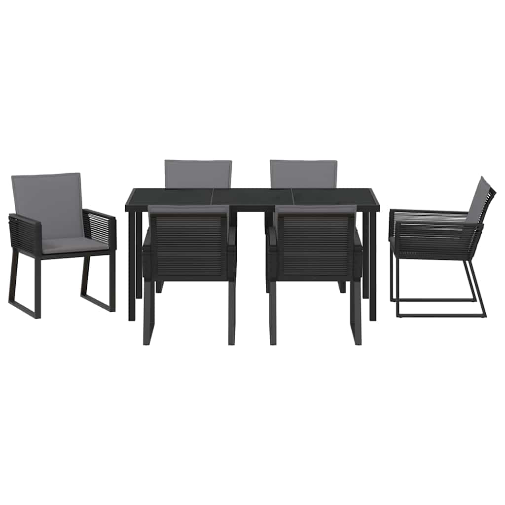 Garden Dining Set 7 pcs Black Powder-Coated Steel