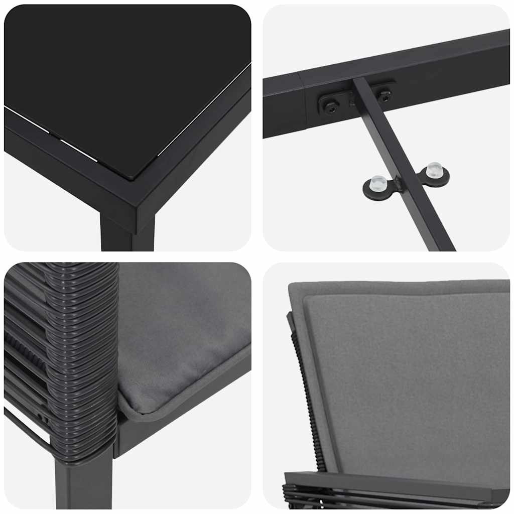 Garden Dining Set 7 pcs Black Powder-Coated Steel
