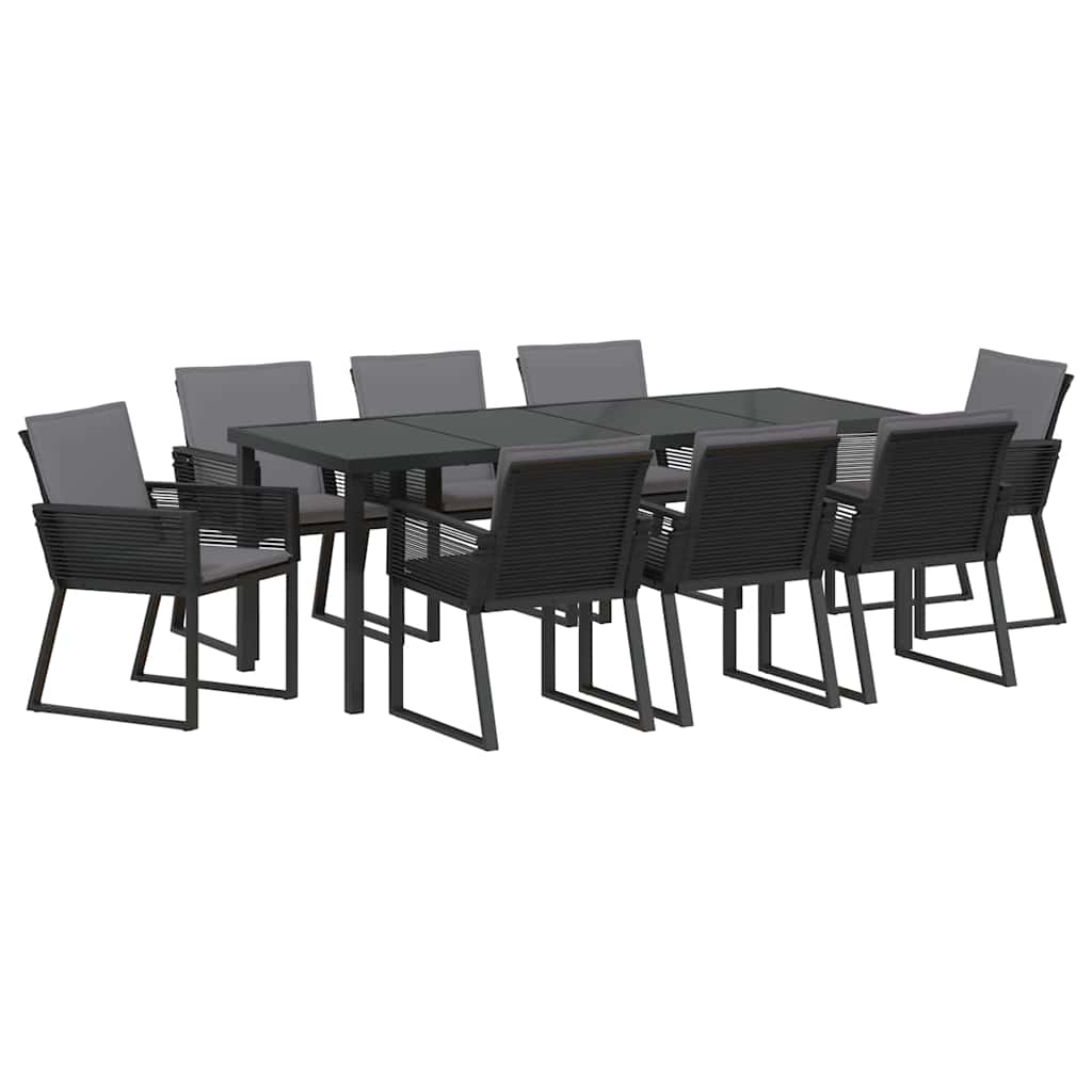 Garden Dining Set 9 pcs Black Powder-Coated Steel