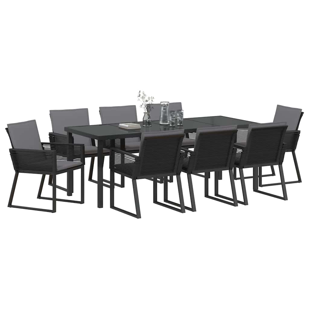 Garden Dining Set 9 pcs Black Powder-Coated Steel