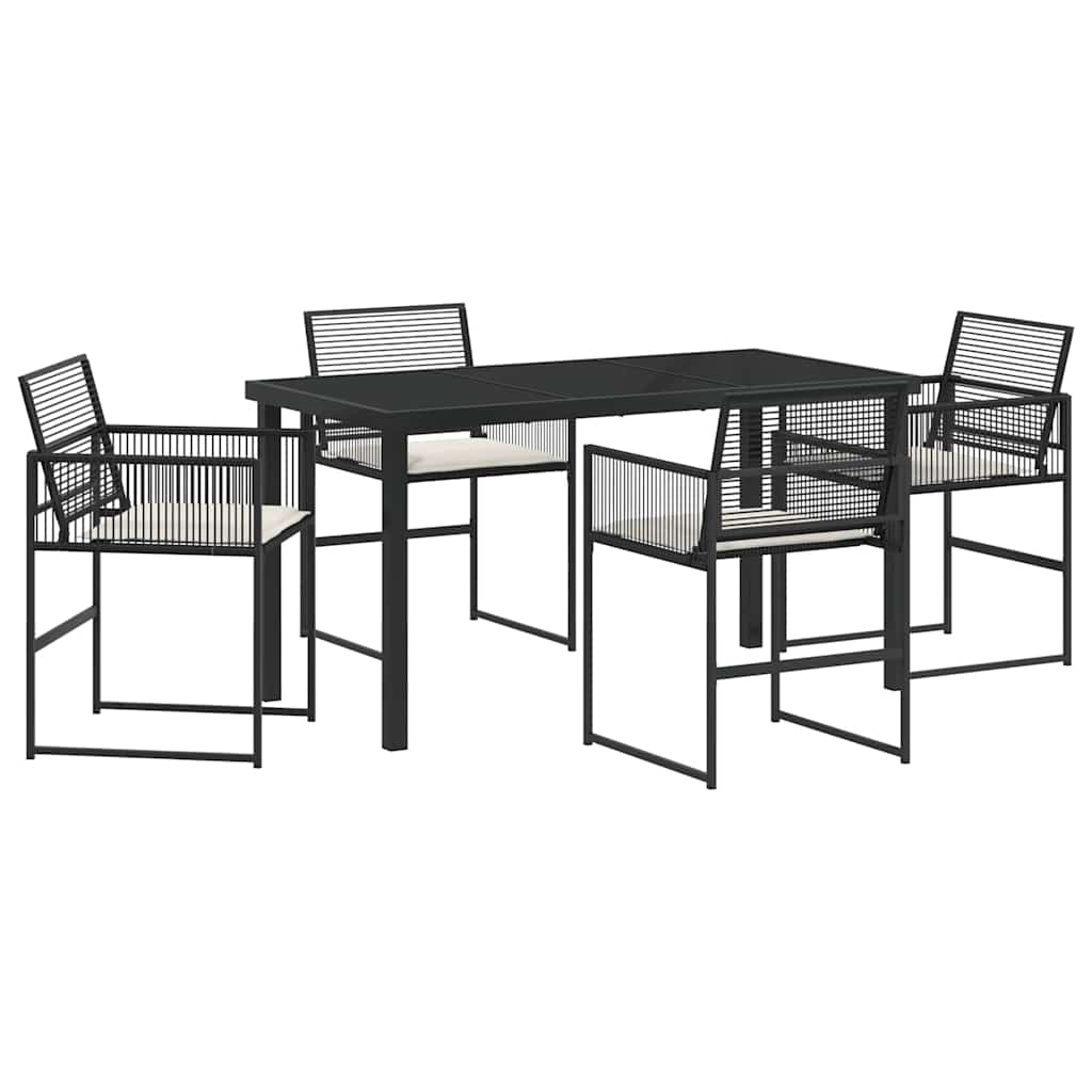 Garden Dining Set 5 pcs Black Poly Rattan