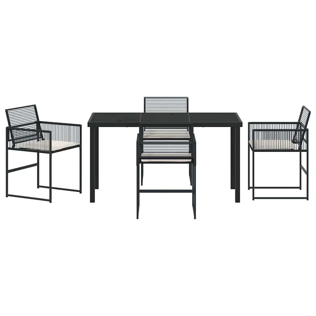 Garden Dining Set 5 pcs Black Poly Rattan