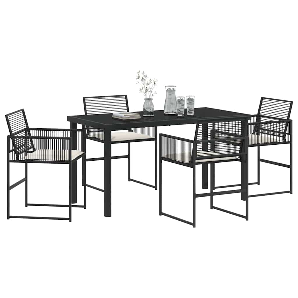 Garden Dining Set 5 pcs Black Poly Rattan