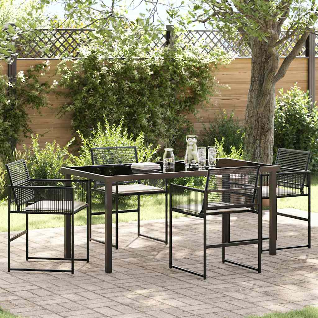 Garden Dining Set 5 pcs Black Poly Rattan