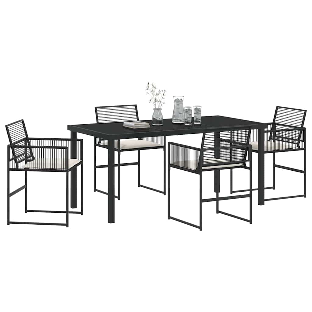 Garden Dining Set 5 pcs Black Poly Rattan