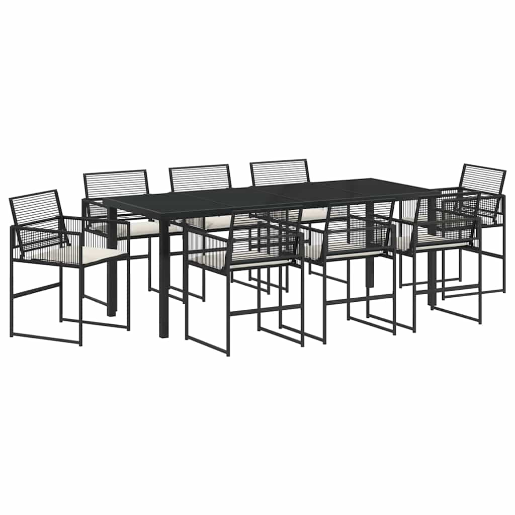 Garden Dining Set 9 pcs Black Poly Rattan