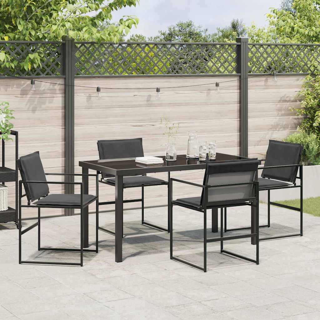 Garden Dining Set 5 pcs Black 140 x 70 x 73 cm